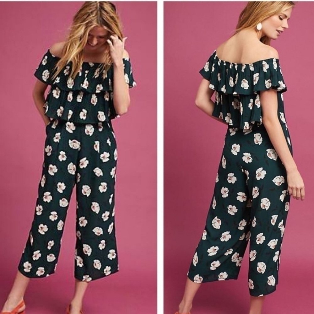 J.O.A floral Cottagecore Summer Cropped Jumpsuit size S